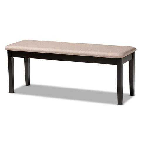 Baxton Studio Teresa Sand Fabric and Dark Brown Finished Wood Dining Bench Cover