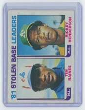 1982 TOPPS. '81 STOLEN BASE LEADERS - TIM RAINES/RICKEY HENDERSON . MONTREAL