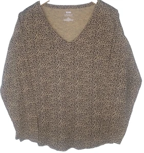 EVRI Everyday Top Super Womens Size 0X Soft Relaxed Animal Print Long Sleeve - Picture 1 of 3