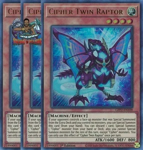 Yugioh! 3x Cifra Doble Raptor GFP2-EN109 Ultra Raro 1a Edición Casi Nuevo - Imagen 1 de 1