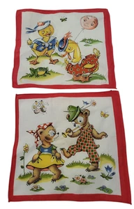 Vintage Children’s Hankies Animal characters/ Set Lot Of 2, Washed - Picture 1 of 6