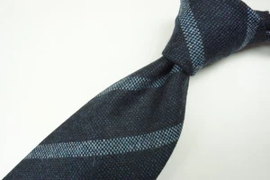 Cesare Attolini Indigo Jeansblau gestreift Damen 100 % Wolle Krawatte BRANDNEU - Bild 1 von 6