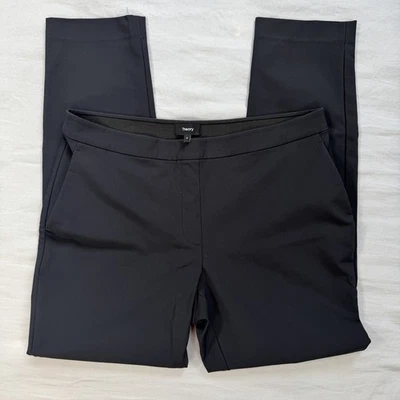 Pantalones THEORY Thaniel Kenett Talla 8 Negros Pantalones Cónicos Elastizados Informales Foto 1 de 4