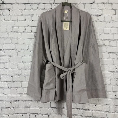 NWT Lintico Cozy Linen Kimono Belted Blazer Jacket Women XXL Mauve Lagenlook - Image 1 of 4