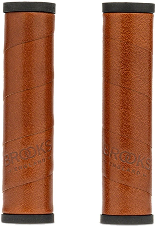Brooks Natural Leather Covered Rubber Grips VLG105 - Honey Vintage