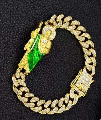 Pulseira Link Cubana St. Jude – Tom Dourado - Gelada - Pingente Religioso  - Imagem 1 de 4
