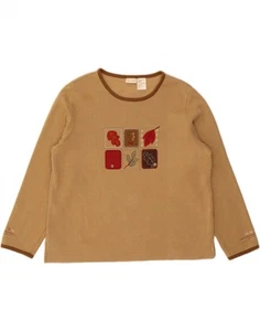 BOBBIE BROOKS Womens Graphic Oversized Sweatshirt Jumper UK 18 XL Beige AK10 - Picture 1 of 3
