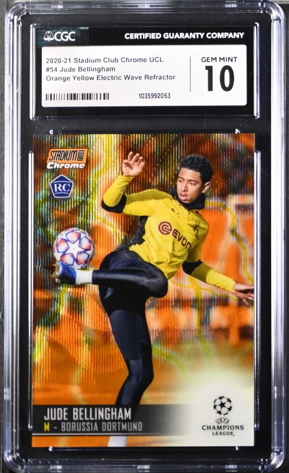 2020-21 Stadium Chrome #54 Jude Bellingham Orange Yellow Electric Wave RC CGC 10 - Image 1 of 1