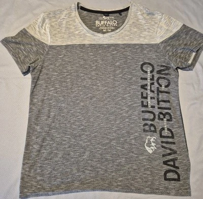 Camiseta gris gráfica Buffalo David Bitton para hombre M Foto 1 de 4