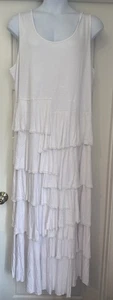 Ashro Maxi Dress Plus 3X White Pearl Accents Tiers Cruise Sleeveless - Picture 1 of 9