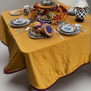 RETIRED Mackenzie Childs MARZIPAN 90" Round TABLECLOTH/UNDERSKIRT NEW - Picture 1 of 5