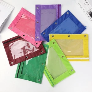 Zippered Storage Bag with 3 Rings Pencil Case Stationery File Holder - Picture 1 of 19