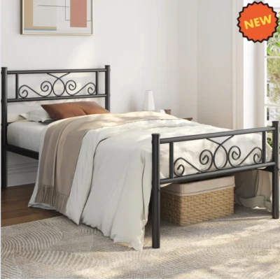 Marco De Cama Base Plataforma de Metal Cabecera Habitacion Twin Size, Black NEW - Image 1 of 4