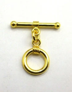 10 Sets 12X24mm Bali Toggle Clasp 18k Gold Plated Jewelry Making 570 cm-114 - Picture 1 of 3