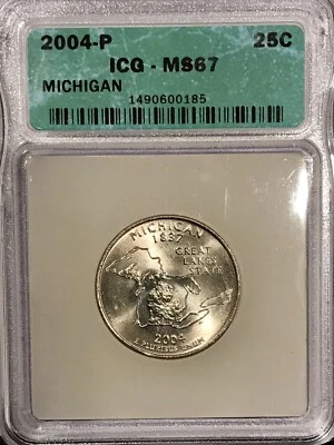 2004 P 25C Michigan State Quarter MS67 ICG - Image 1 of 2