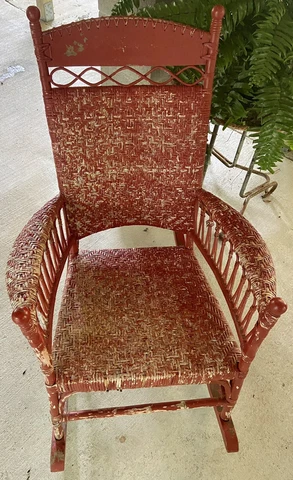 Antique Victorian Red Wicker Rocker Cover