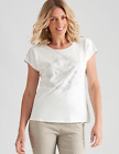 Noni B - Womens Winter Tops - White Blouse / Shirt - Cotton - Graphic - Casual