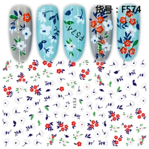 Rose Daisy Flowers Leaf Smart Extra-Thin 3D Nail Stickers Decals NS3 - Picture 1 of 2