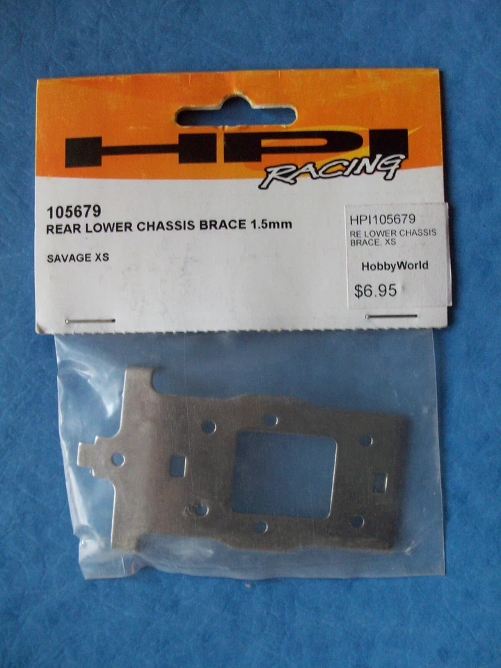 GENUINE HPI 105679 REAR LOWER CHASSIS BRACE 1.5MM SAVAGE XS #105679 NIP - Image 1 of 1