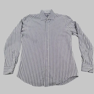 Bugatchi Uomo Dress Shirt Shaped Fit Flip Cuff Striped Button Up Men's Medium M - Picture 1 of 18