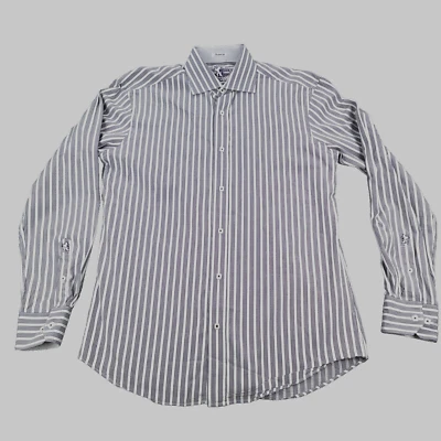 Camisa de Vestir Bugatchi Uomo Ajuste Forma Puño Abatible Rayas Abotonada Para Hombre Mediana M Foto 1 de 4