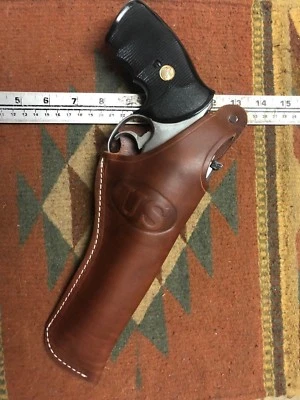 Fit Smith & Wesson Models 686 586 66 19 6" Thumb Break Leather Holster w/ US - Image 1 of 4