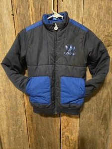 Vintage Kids Adidas Jacket Coat Black Blue Size 9-10 Fall Winter - Picture 1 of 12