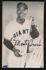 MONTE IRVIN (1938-1956 Giants Negro Leagues) -Autographed PostCard (d.2016) *HOF