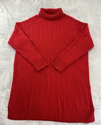 Vestido Suéter Polo Ralph Lauren Mujer 2XLRed Tejido con Cable Lana Cachemira Cuello Alto Foto 1 de 4