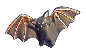 Broche de vacaciones Fun World PIN Halloween Vintage BAT VAMPIRO DORADO Brillo Años 80 - Imagen 1 de 2