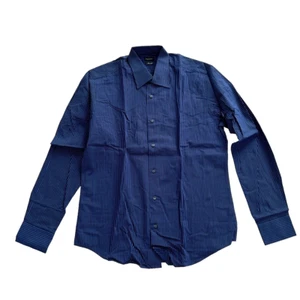 VALENTINO Roma INTERFIT Dress SHIRT Cotton Striped Blue 17 1/2 ( 44 ) - Picture 1 of 5