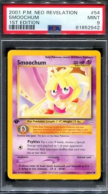 PSA 9 Pokemon 2001 1st Edition Neo Revelation Smoochum Common #54 - Image 1 of 2
