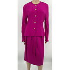 Albert Nipon Vintage Pink Fuschia 100% Silk 2 Piece Skirt Suit Size 10 FLAWS