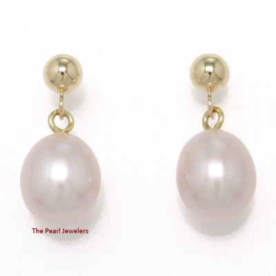 Premium Pink Pearl Dangle Earrings – 14k Yellow Gold - Image 1 of 3