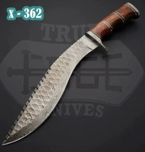 16" FULL TANG DAMASCUS Fixed Blade BOWIE Hunting SURVIVAL Knife GURKHA KUKRI - Picture 1 of 4