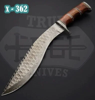 Cuchillo de caza BOWIE 16" FULL TANG DAMASCUS hoja fija GURKHA KUKRI Foto 1 de 4