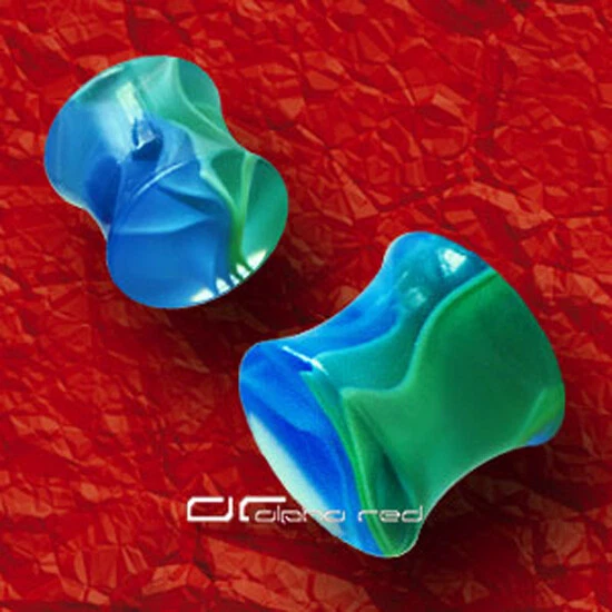 »»» CLEAR MARMOR SADDLE PLUG OHRPIERCING Acryl marmoriert 3-10mm 1889 - Bild 1 von 1