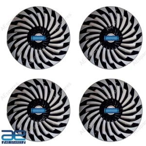 4x Neuf Roue Moyeu Bouchon Plastique Swing Noir Argent 35.6cm Pour Universel Gec - Photo 1 sur 2