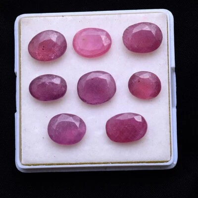 8 Pcs Natural Ruby Pinkish Red 8mm-11mm Oval Cut Gorgeous Loose Gemstones Lot - Image 1 of 4
