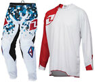 One Industries Atom Motocross Set Digital Tarnmuster Weiss Blau Rot Hose Jersey