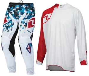 ONE INDUSTRIES ATOM MOTOCROSS KIT DIGITAL CAMO WHITE BLUE RED pants jersey - Picture 1 of 4