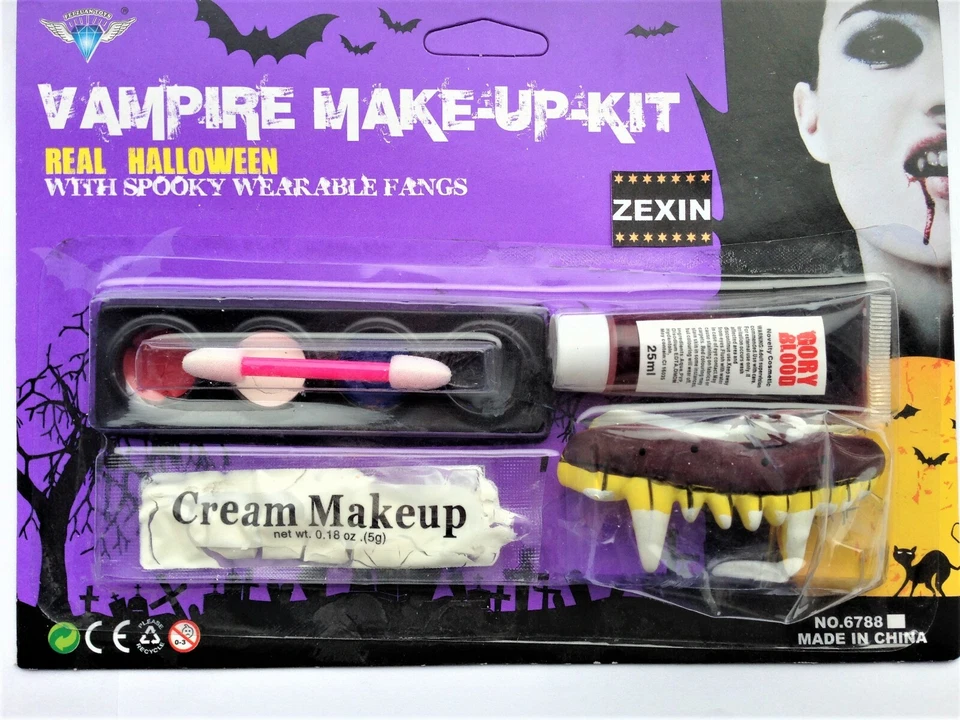 VAMPIRE Make Up KIT - Fake Teeth & Blood, Pallet - Fancy Dress Halloween - Изображение 1 из 1