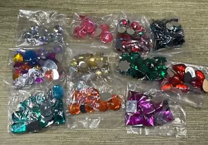Acrylic Flat Back Rhinestone Costume Jewelry Gems 200+ Pieces Multi Color Lot - Picture 1 of 23