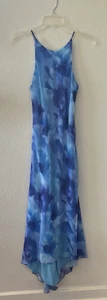 Vintage 90's Dress High Neck Blue Floral Jodi Kristopher Size 3/4 (XS) Fairy - Picture 1 of 16