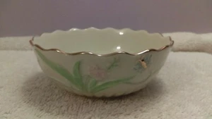 Lenox Butterfly & Pink Flower Design finger appetizer dish scalloped edge OH2464 - Picture 1 of 6