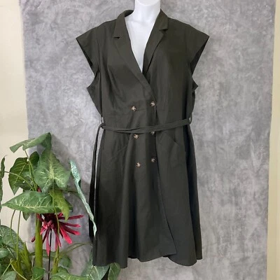 City Chic midi belted Dress Fit&Flare Pockets Linen Blend  Women Size XXL/24 - Image 1 of 4