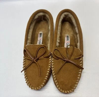 Zapato Zapatilla Minnetonka 8 M Mujer Cuero Piel de Oveja Forrado Marrón Foto 1 de 4