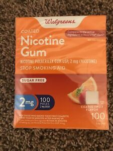 Walgreens Coated Nicotine Gum Fruit 2mg -100 Pieces  LIKE NICORETTE EXP 11/24