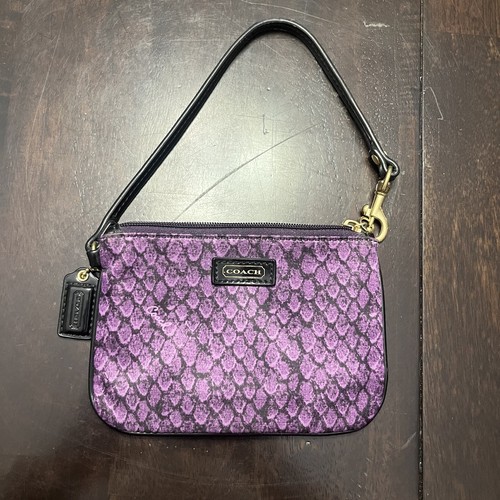 Polso COACH Taylor Snake stampa raso viola e nero brevettato