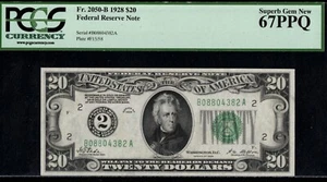 1928 $20.00 FRN B08804382A P.C.G.S #67PPQ - Picture 1 of 3